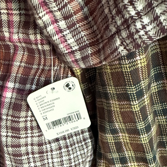 NEW Free People Layer it Up Plaid Flannel Snap Down Top Medium - Picture 7 of 10